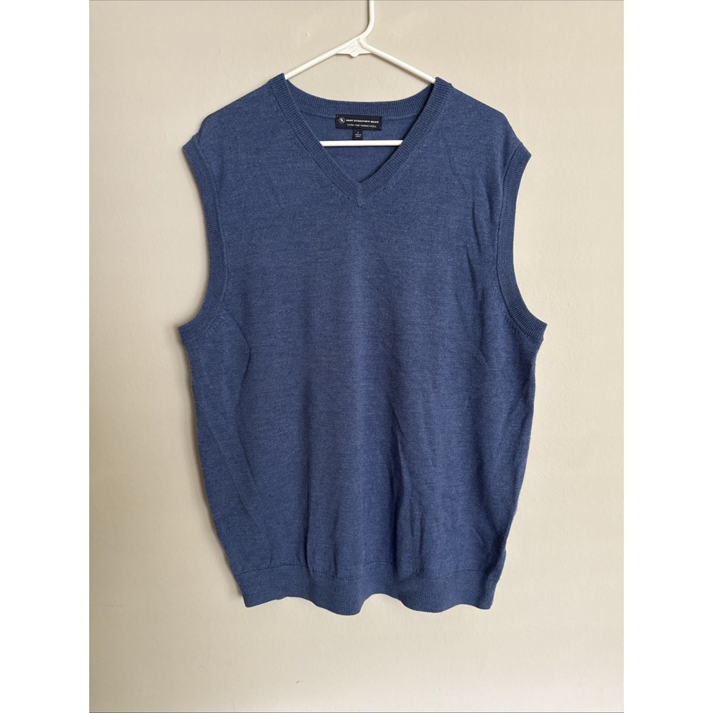 HART‎ SCHAFFNER MARX Extra Fine Merino Wool VEST Blue Men's Size Large